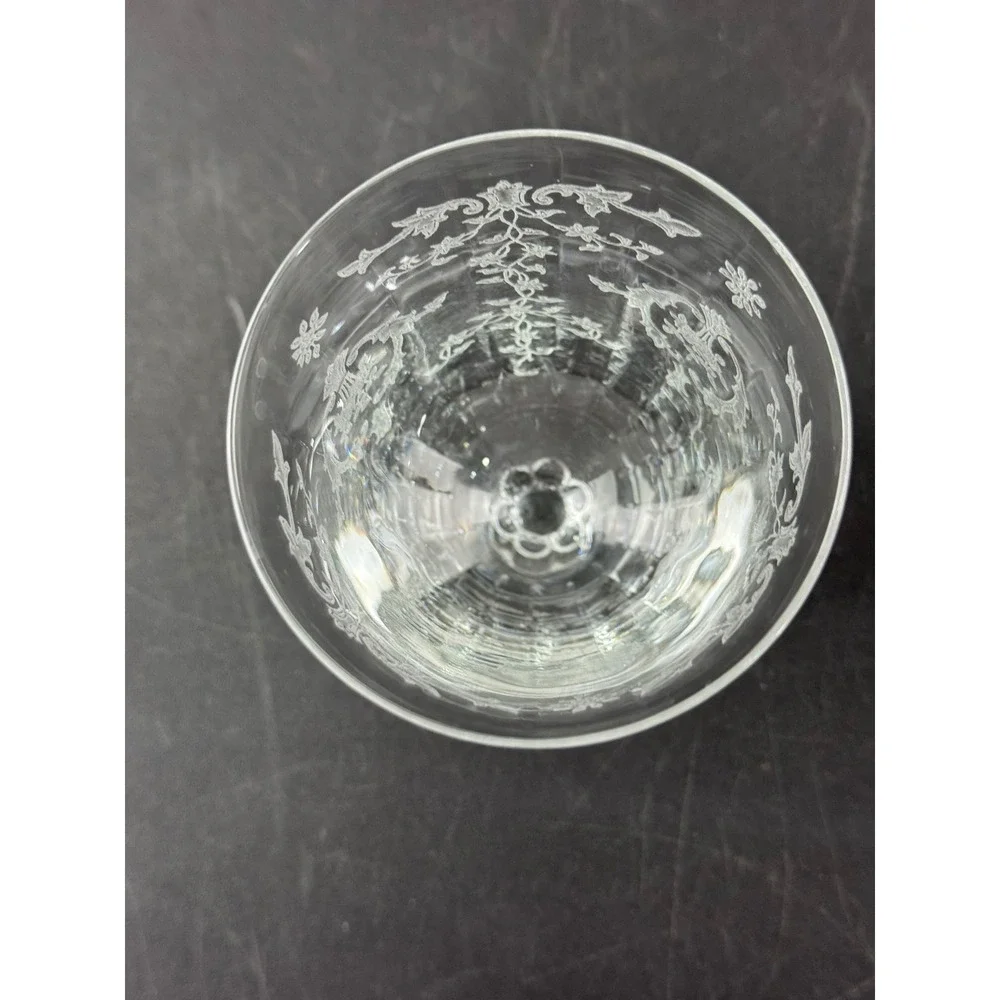 Fostoria Navarre Etched Glass Goblet Clear Crystal Footed Water Tea Glass 6 Inch